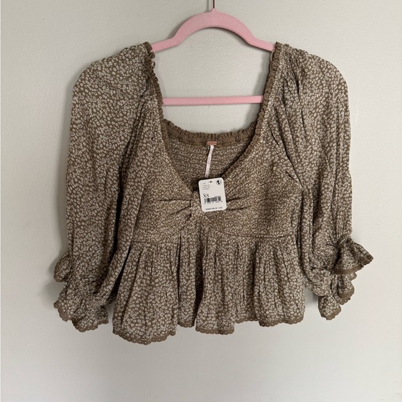 Free People NWT | Brittnee Printed Crop Top Toffee Nut | XS - Picture 7 of 11